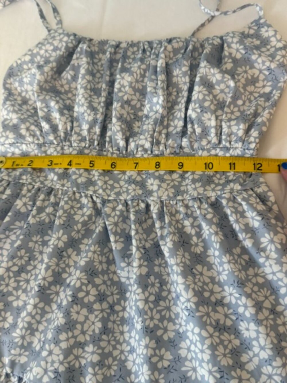SHEIN Floral Ditsy Ruffle Tiered Cami Dress Blue White Sz SP - Picture 13 of 13